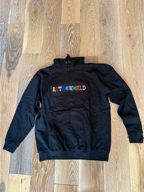 Travis Scott Astroworld Logo Hoodie Black Size Large nwot